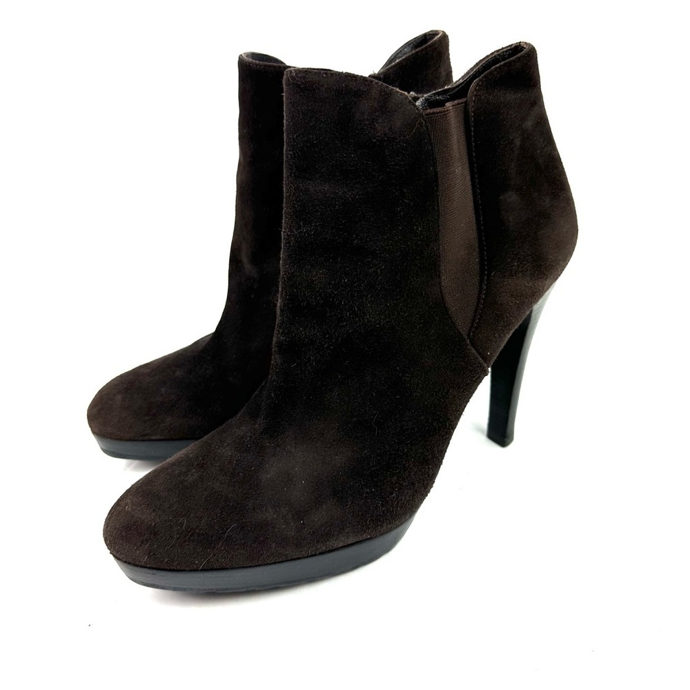 Stuart Weitzman Heeled Bootie 9.5 Brown‎ Suede Ankle Boot Womens